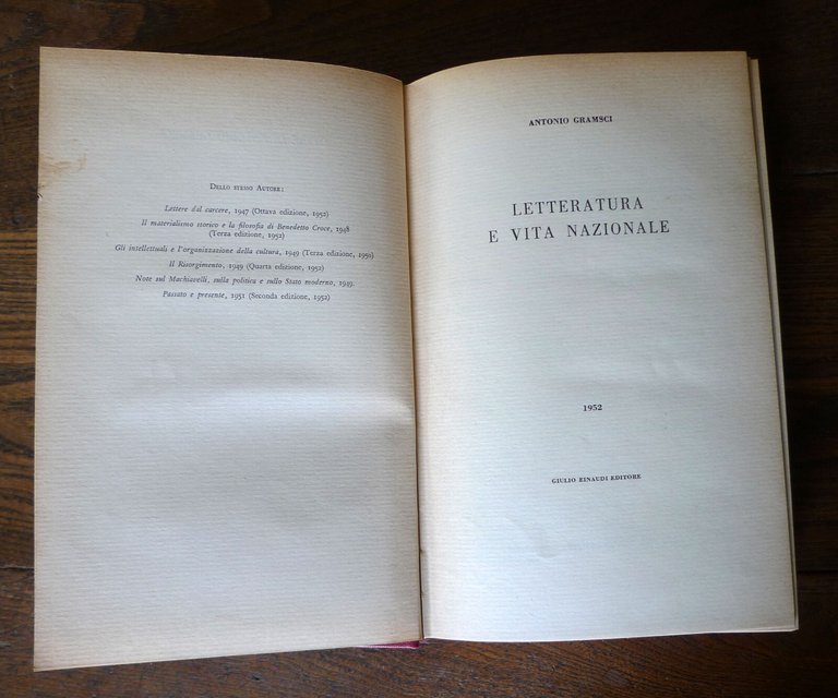 OPERE DI ANTONIO GRAMSCI,8 voll.,Einaudi 1952[LETTERE DAL CARCERE,L'ORDINE NUOVO