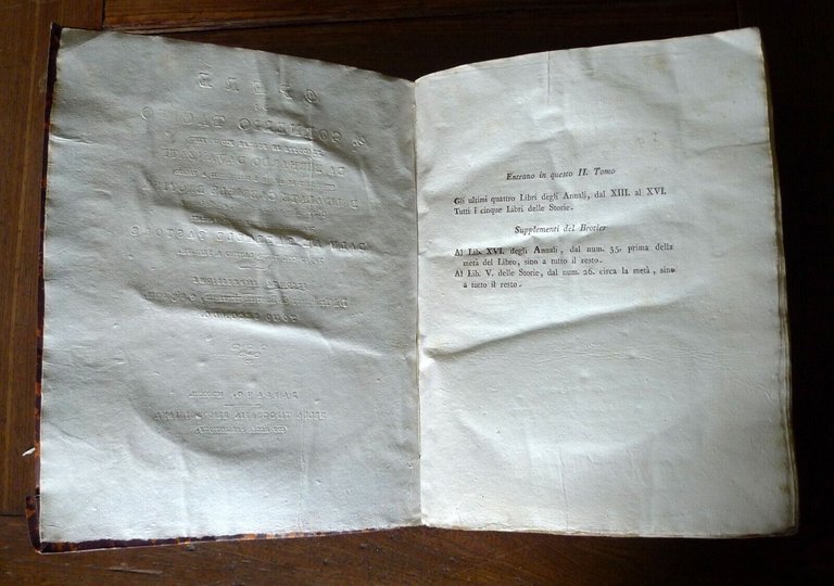 OPERE DI C.CORNELIO TACITO TRADOTTE IN VOLGARE FIORENTINO DA B.DAVANZATI,1803