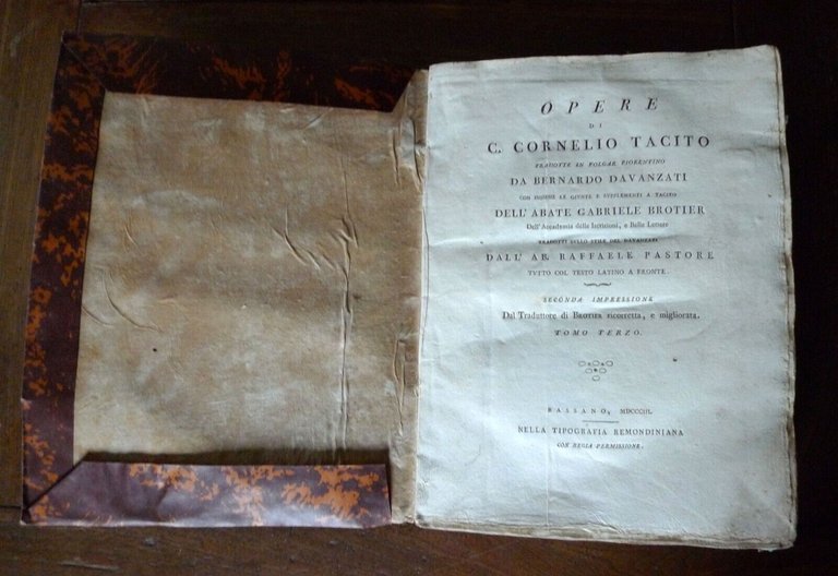 OPERE DI C.CORNELIO TACITO TRADOTTE IN VOLGARE FIORENTINO DA B.DAVANZATI,1803