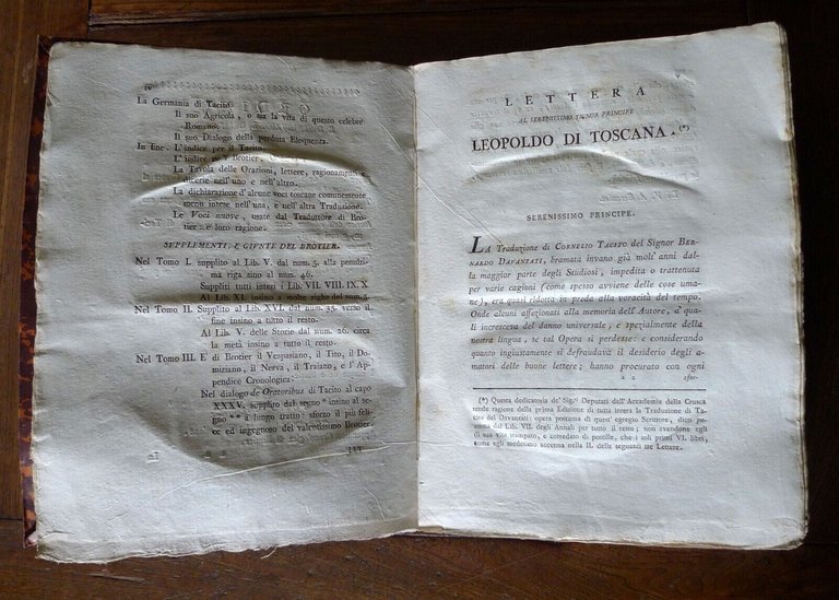 OPERE DI C.CORNELIO TACITO TRADOTTE IN VOLGARE FIORENTINO DA B.DAVANZATI,1803