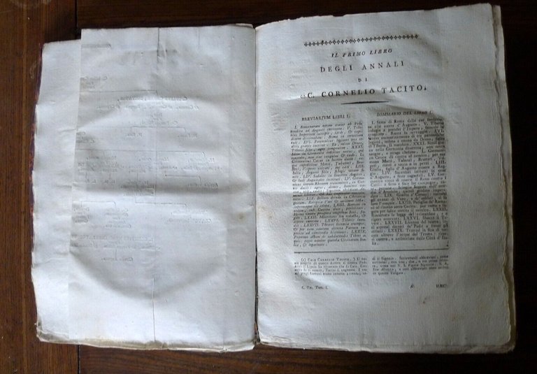 OPERE DI C.CORNELIO TACITO TRADOTTE IN VOLGARE FIORENTINO DA B.DAVANZATI,1803