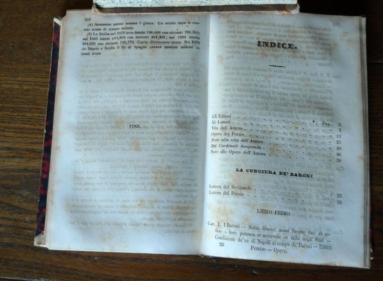 OPERE DI CAMILLO PORZIO,1852 Pomba[storia,Congiura Baroni,Relazione Napoli
