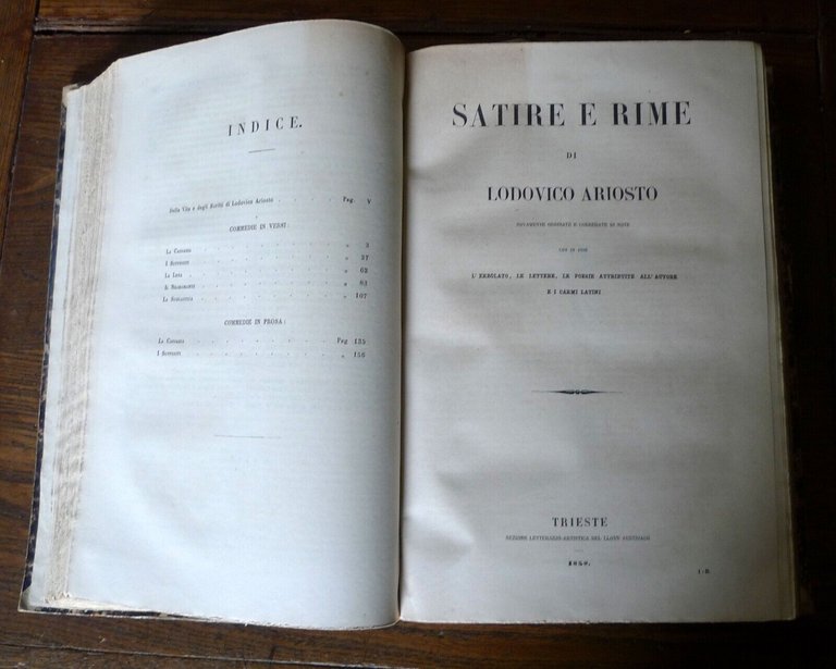 OPERE DI LODOVICO ARIOSTO,1857 Lloyd[COMMEDIE,SATIRE,RIME,ORLANDO FURIOSO,CARMI