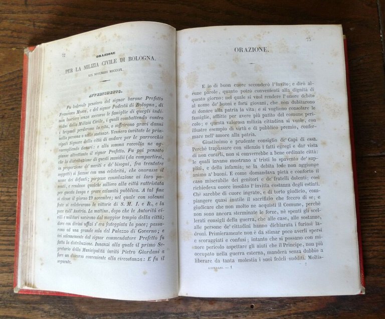 OPERE DI PIETRO GIORDANI.VOL.I e II+APPENDICE,1851 Le Monnier