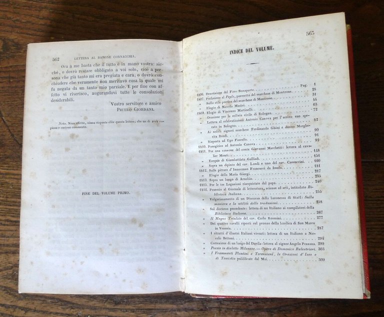 OPERE DI PIETRO GIORDANI.VOL.I e II+APPENDICE,1851 Le Monnier