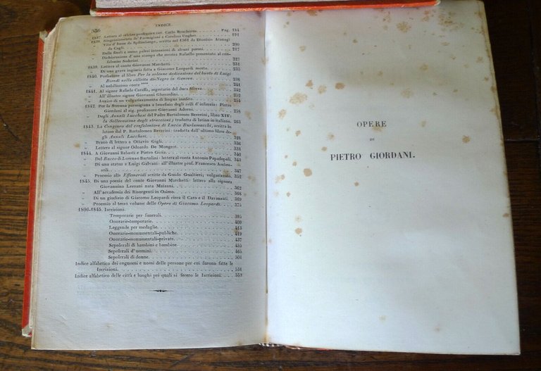 OPERE DI PIETRO GIORDANI.VOL.I e II+APPENDICE,1851 Le Monnier