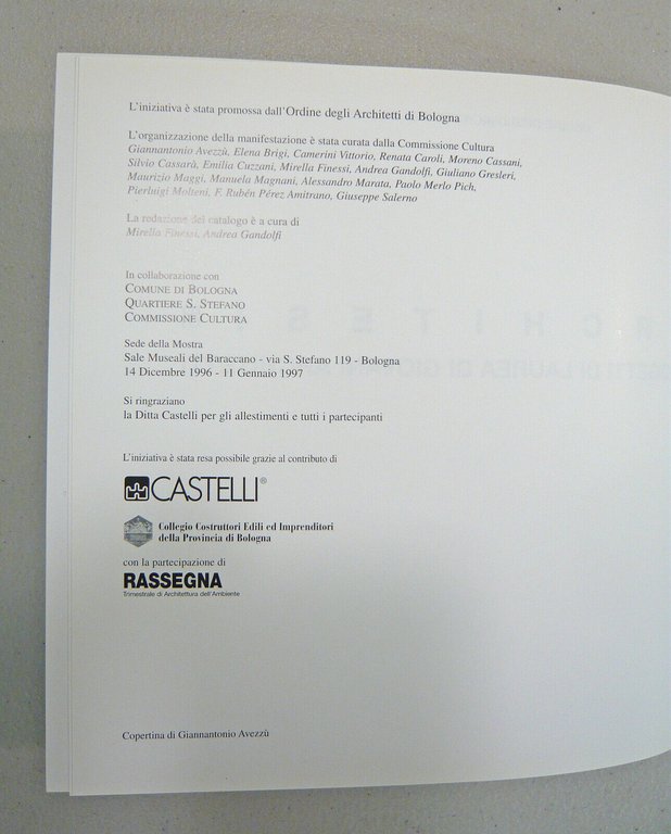 Ordine Architetti di Bologna,ARCHITESI 96.Catalogo mostra 1996[architettura,tesi