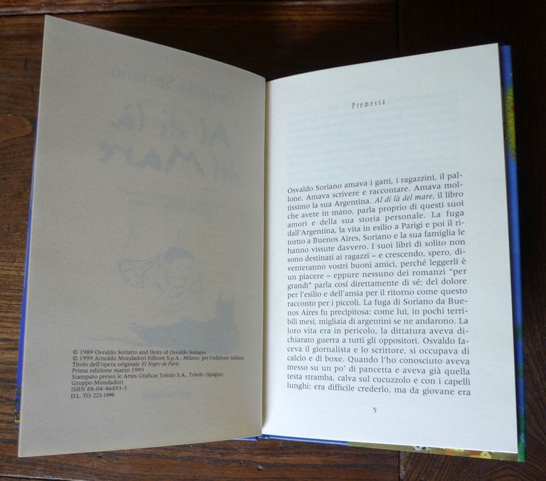 Osvaldo Soriano,AL DI LÀ DEL MARE,1999 Mondadori CONTEMPORANEA