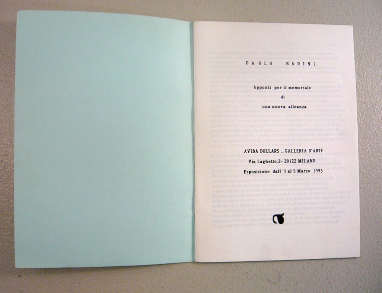 Paolo Badini,APPUNTI PER IL MEMORIALE DI UNA NUOVA ALLEANZA,1993[poesia visiva