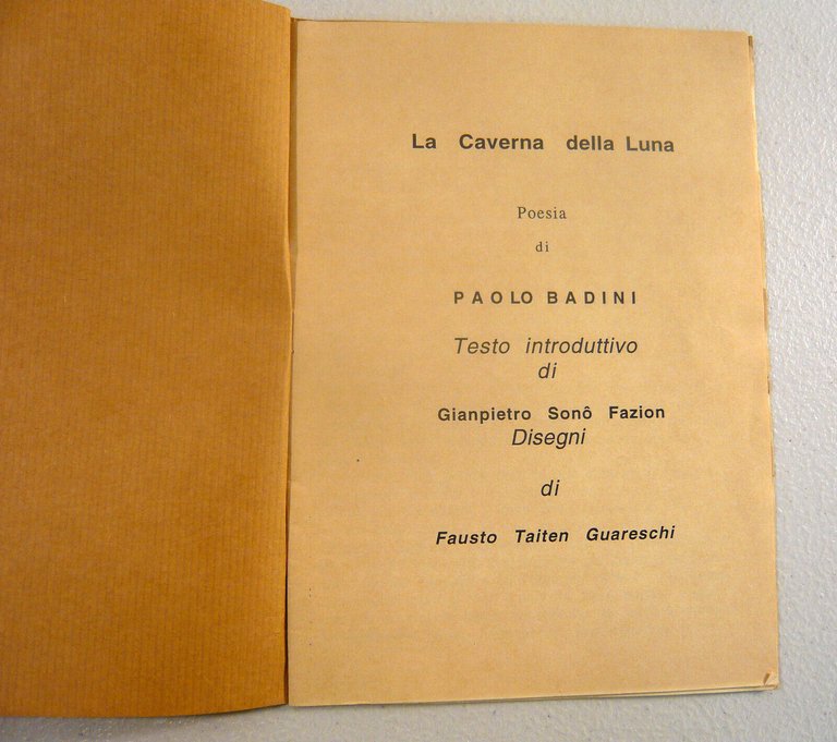 Paolo Badini,LA CAVERNA DELLA LUNA,1996[poesia italiana contemporanea