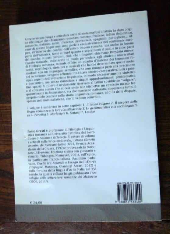 Paolo Gresti,INTRODUZIONE ALLA LINGUISTICA ROMANZA,2016 Patron[filologia