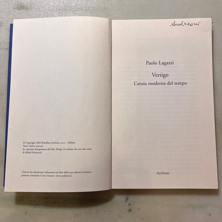 Paolo Lagazzi,VERTIGO.L’ansia moderna del tempo,Archinto 2002