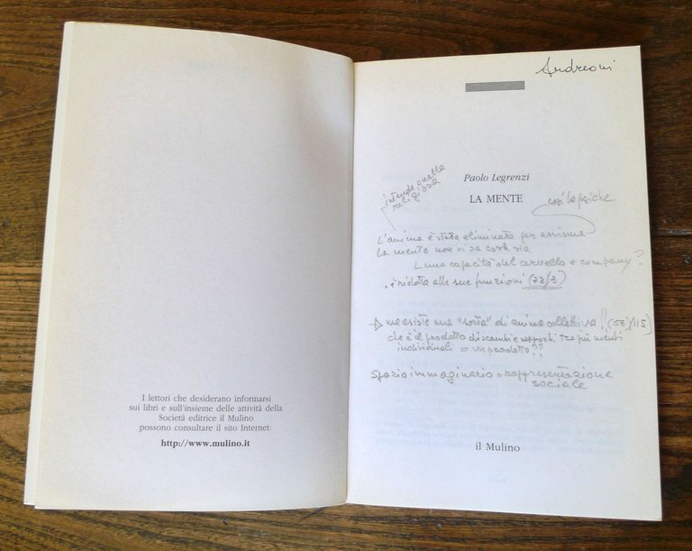 Paolo Legrenzi,LA MENTE,2002 il Mulino[cognizione,scienza,filosofia