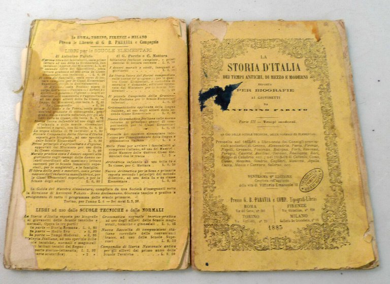 Parato,LA STORIA D’ITALIA esposta per biografie ai giovinetti,1883 Paravia