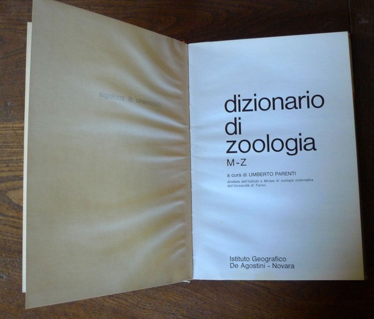 Parenti,ATLANTE DI ZOOLOGIA/DIZIONARIO DI ZOOLOGIA,1971 De Agostini