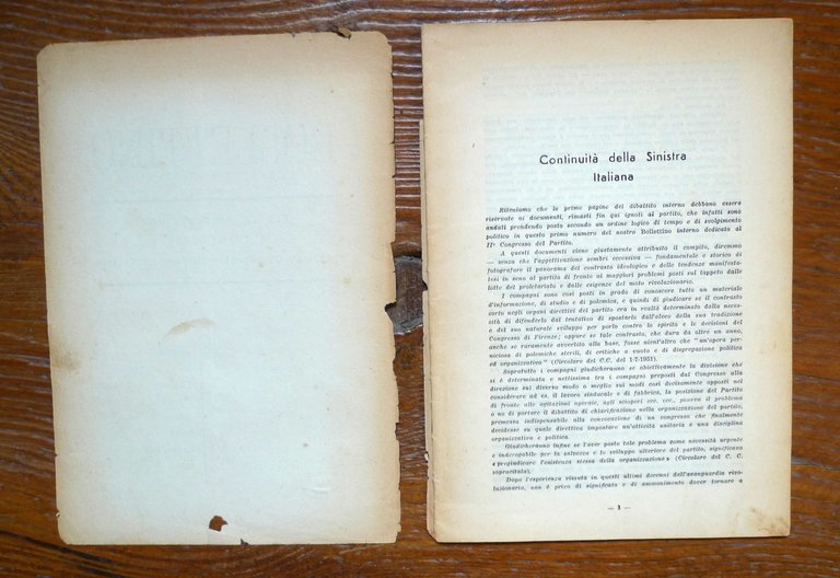 PARTITO COMUNISTA INTERNAZIONALISTA.BOLLETTINO II° CONGRESSO,1951[Damen,Bordiga