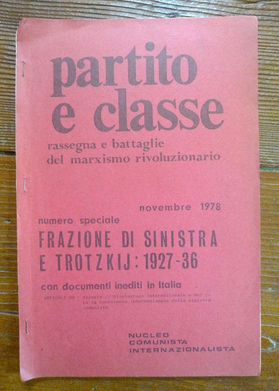 PARTITO E CLASSE N.2 nov.1978[marxismo rivoluzionario,PCInt,TROTZKIJ,Asinara | Immagine principale