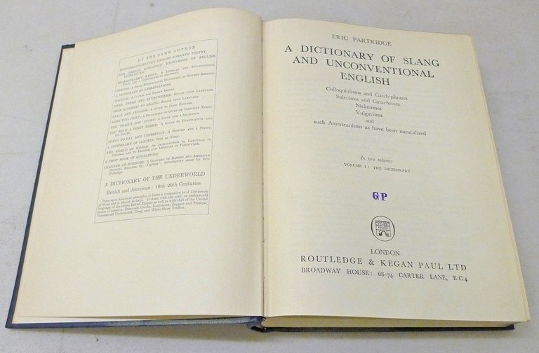 Partridge,A DICTIONARY OF SLANG AND UNCONVENTIONAL ENGLISH,1961[dizionario