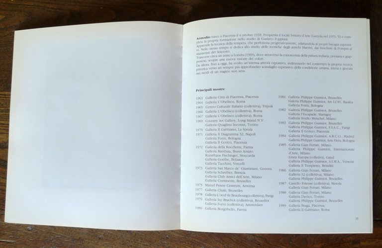 Pasquali,ARMODIO.Catalogo della mostra,1994 Forni Galleria d'Arte,Bologna
