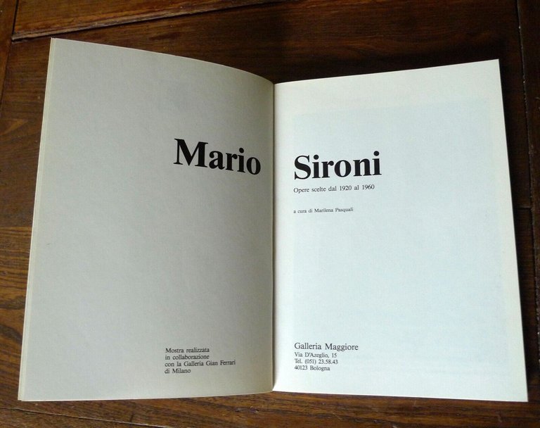 Pasquali,MARIO SIRONI.OPERE SCELTE DAL 1920 AL 1960,Bologna 1986[catalogo arte