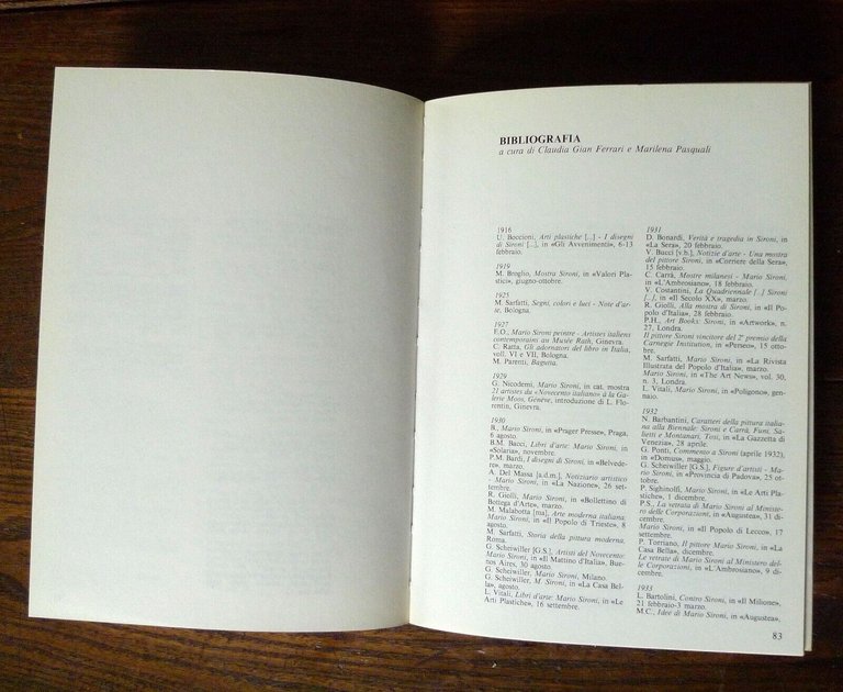 Pasquali,MARIO SIRONI.OPERE SCELTE DAL 1920 AL 1960,Bologna 1986[catalogo arte