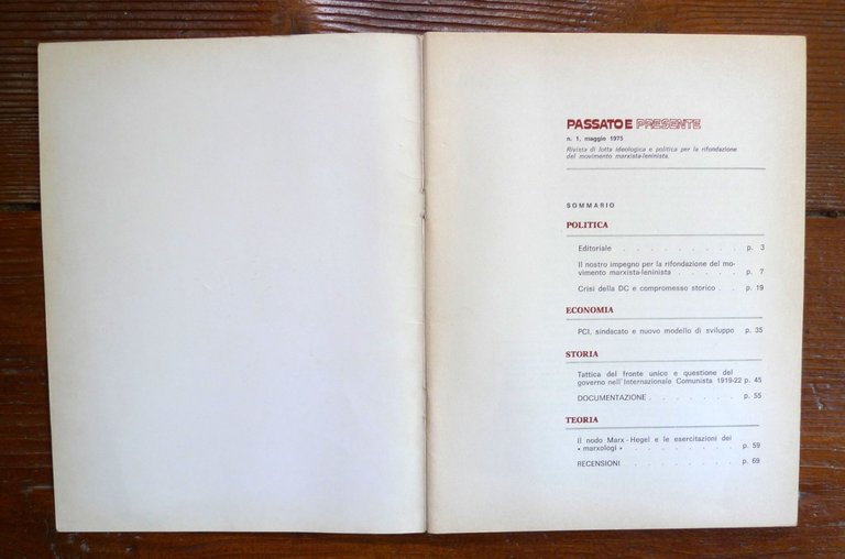 PASSATO E PRESENTE n.1 1975.RIVISTA DI LOTTA IDEOLOGICA E POLITICA[comunismo | Immagine Gallery 3