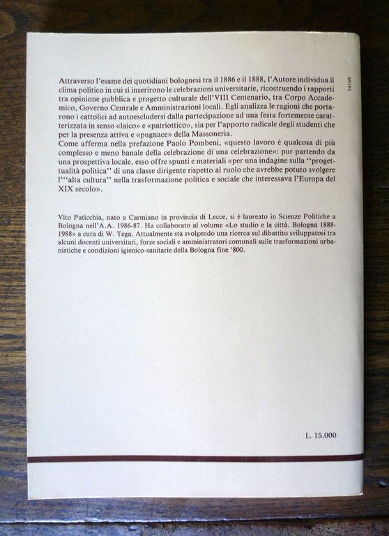 Paticchia,VIII CENTENARIO DELL'UNIVERSITÀ DI BOLOGNA 1886-1888,CLUEB 1989[storia | Immagine Gallery 2