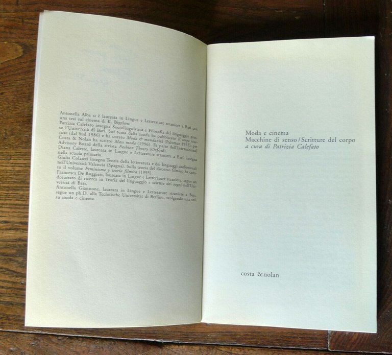 Patrizia Calefato,MODA E CINEMA,1999 Costa & Nolan[I TURBAMENTI DELL'ARTE