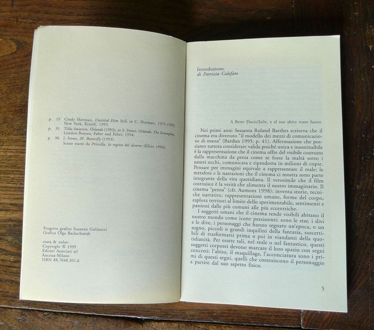 Patrizia Calefato,MODA E CINEMA,1999 Costa & Nolan[I TURBAMENTI DELL'ARTE