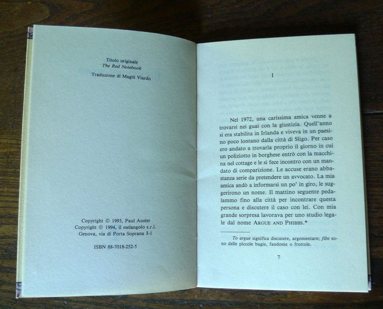 Paul Auster,IL TACCUINO ROSSO,1994 Il Melangolo,prima edizione