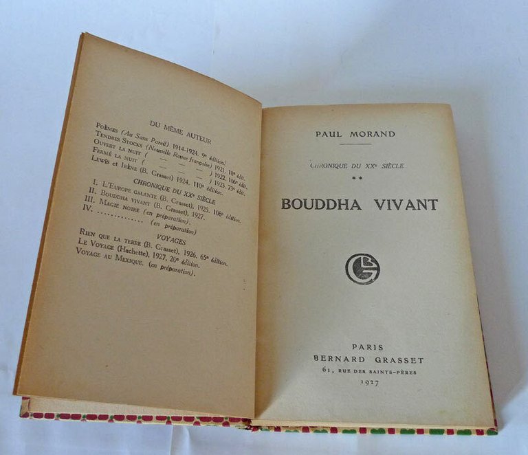 PAUL MORAND,BOUDDHA VIVANT,1927 Bernard Grasset[narrativa francese