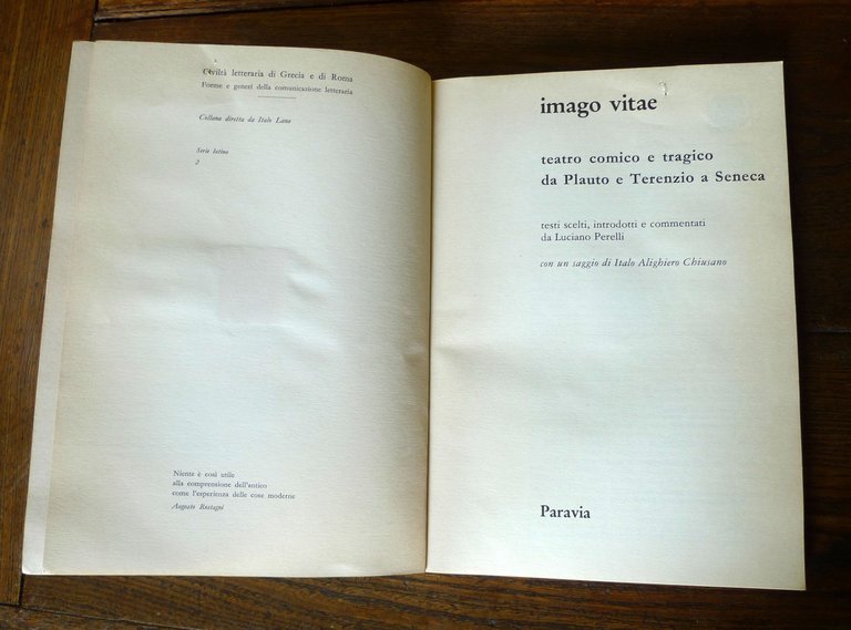 Perelli,IMAGO VITAE.TEATRO COMICO E TRAGICO DA PLAUTO E TERENZIO A … | Immagine Gallery 3
