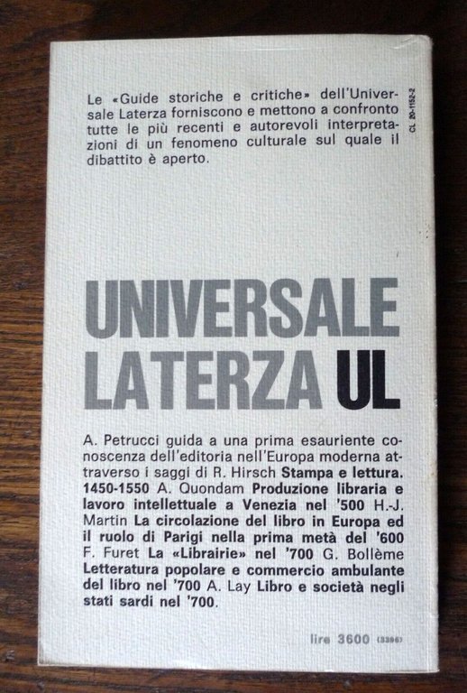 Petrucci,LIBRI,EDITORI E PUBBLICO NELL'EUROPA MODERNA,1977 Laterza[guida storica