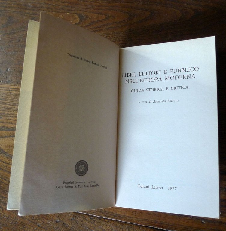 Petrucci,LIBRI,EDITORI E PUBBLICO NELL'EUROPA MODERNA,1977 Laterza[guida storica