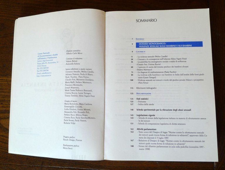 PIANETA INFANZIA.Quaderno N.1 1998 VIOLENZE SESSUALI SULLE BAMBINE E SUI …