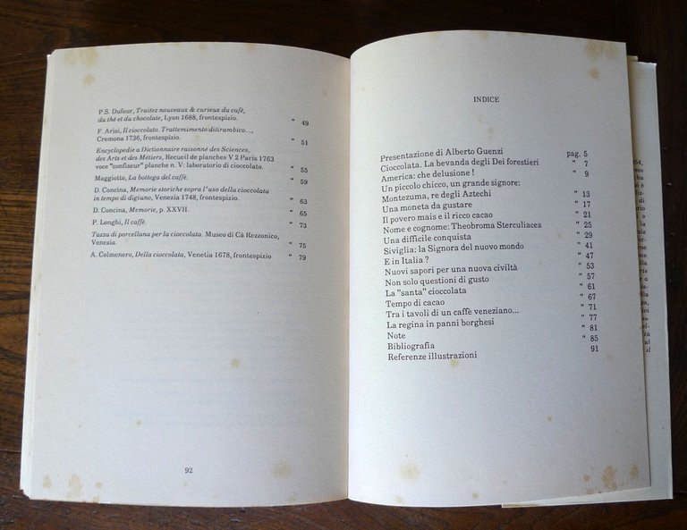 Piebani,CIOCCOLATA.LA BEVANDA DEGLI DEI FORESTIERI,1991 Venezia,Centro Grafica