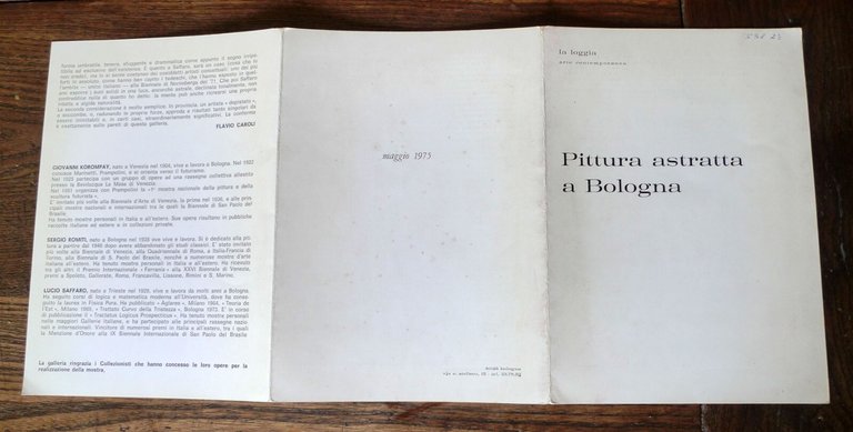 PITTURA ASTRATTA A BOLOGNA,1975 La Loggia[catalogo,arte contemporanea,Korompay