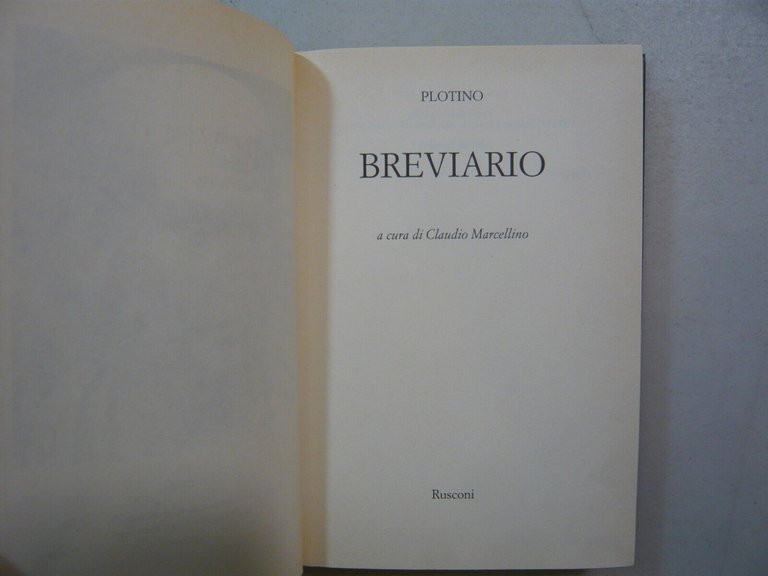 Plotino, BREVIARIO, Rusconi, Milano, 1997
