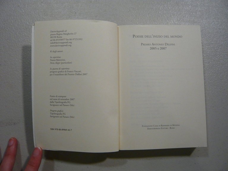 POESIE DELL’INIZIO DEL MONDO Premio Antonio Delfini 2005 e 2007