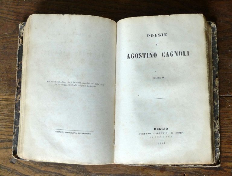 POESIE DI AGOSTINO CAGNOLI,1844 Calderini[VERSIONI BIBLICHE