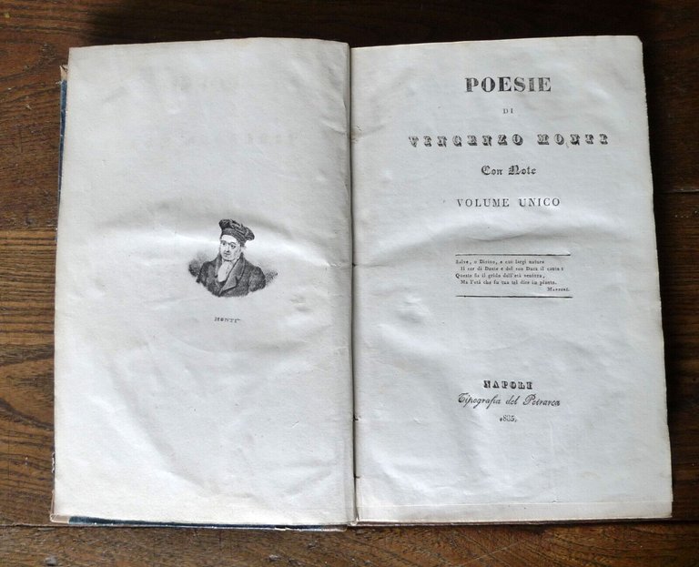 POESIE DI VINCENZO MONTI CON NOTE.VOLUME UNICO,1835 Napoli[ILIADE,TRAGEDIE