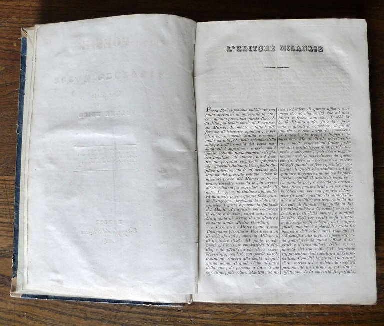 POESIE DI VINCENZO MONTI CON NOTE.VOLUME UNICO,1835 Napoli[ILIADE,TRAGEDIE