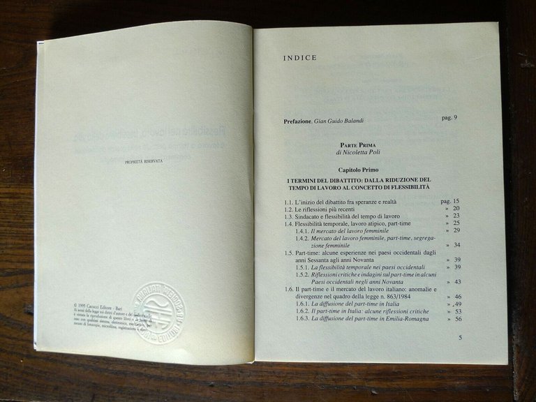 Poli/Sciortino,FLESSIBILITÀ NEL LAVORO[part-time,Emilia Romagna,distribuzione