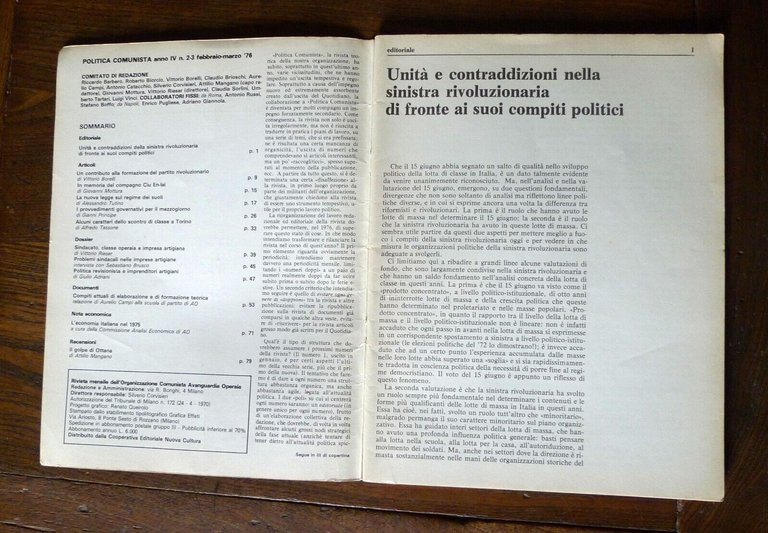 POLITICA COMUNISTA n.2/3 feb.mar.1976,Rivista.Avanguardia Operaia[comunismo