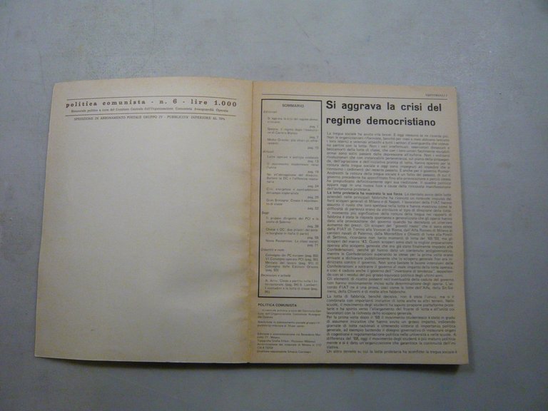 POLITICA COMUNISTA N°6/1974 Gen-Apr[Avanguardia Operaia | Immagine Gallery 3