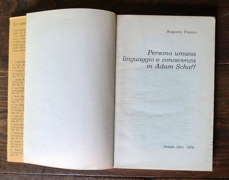 Ponzio,PERSONA UMANA LINGUAGGIO E CONOSCENZA IN ADAM SCHAFF,'74 Dedalo[filosofia