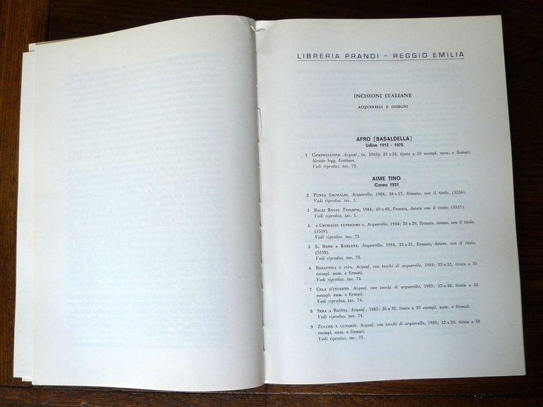 PRANDI CATALOGO 192 1985 INCISIONI ORIGINALI ITALIANE,STRANIERE[arte acquerelli