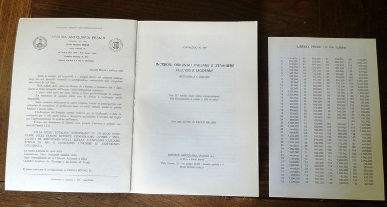 PRANDI CATALOGO 194 1986 INCISIONI ORIGINALI ITALIANE,STRANIERE[arte acquerelli