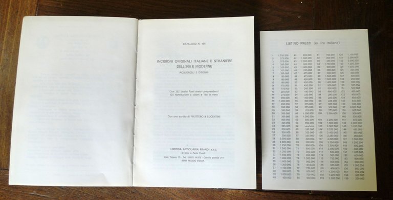 PRANDI CATALOGO 196 1987 INCISIONI ORIGINALI ITALIANE,STRANIERE[arte acquerelli