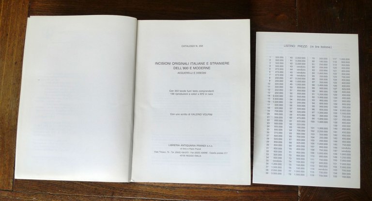 PRANDI CATALOGO 202 1990 INCISIONI ORIGINALI ITALIANE,STRANIERE[arte acquerelli